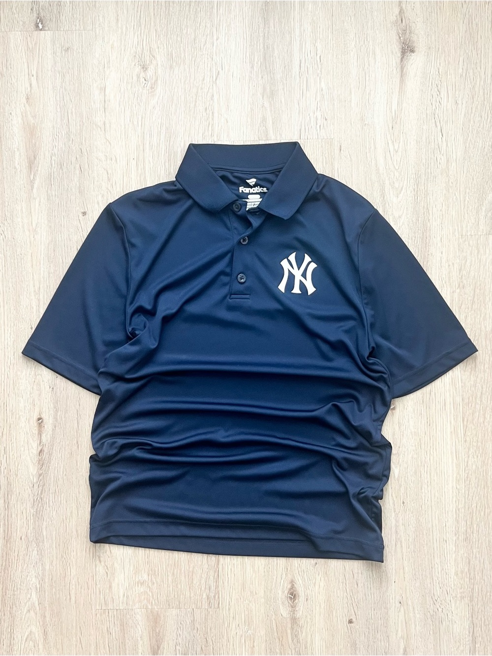 New York Yankees Fanatics Polo Shirt Mens Small Blue MLB Baseball Short Sleeve